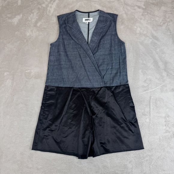 NWT MM6 Maison Martin Margiela Romper Womens 40 Blue Black MSRP $460‎ One Piece